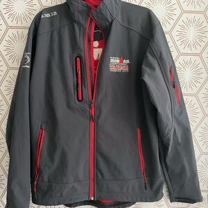 Ironman Gray and Red Performance Jacket with Stand-Up Collar